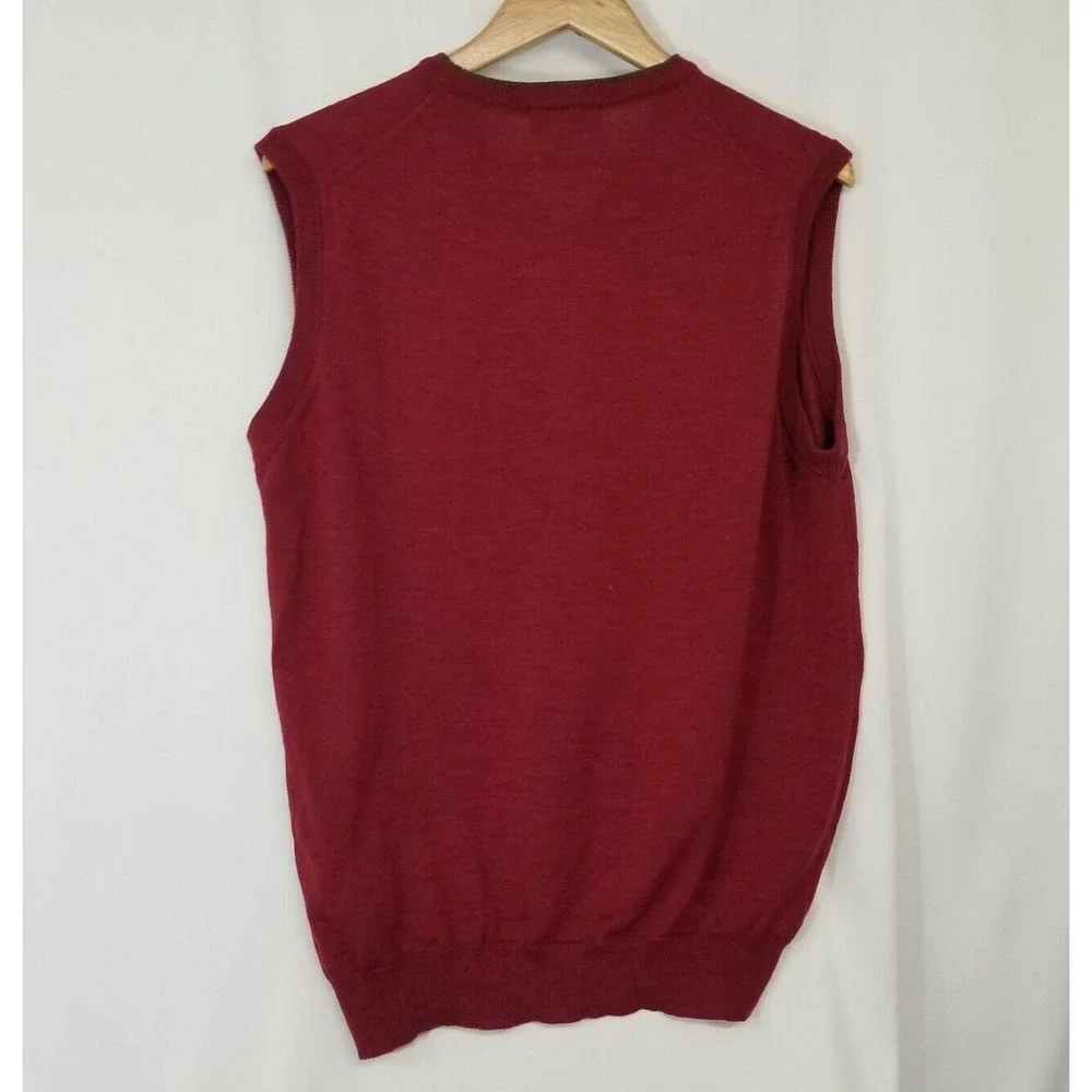 Toscano Firenze Burgundy Merino Wool Sweater Vest Made in Italy Size L